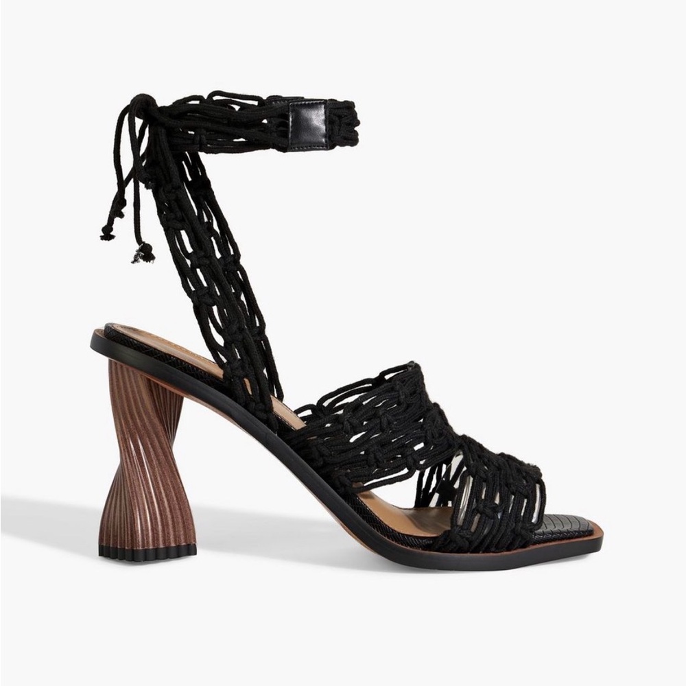 Sam Edelman Black and Brown Strappy Heels Harleigh macramé heels sandals NWT